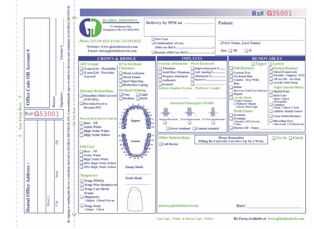Rx Form - Global Dentech